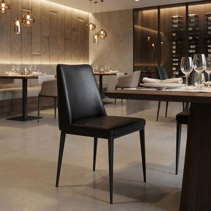 Black Faux Leather And Metal Dining Parsons Chair HomeRoots