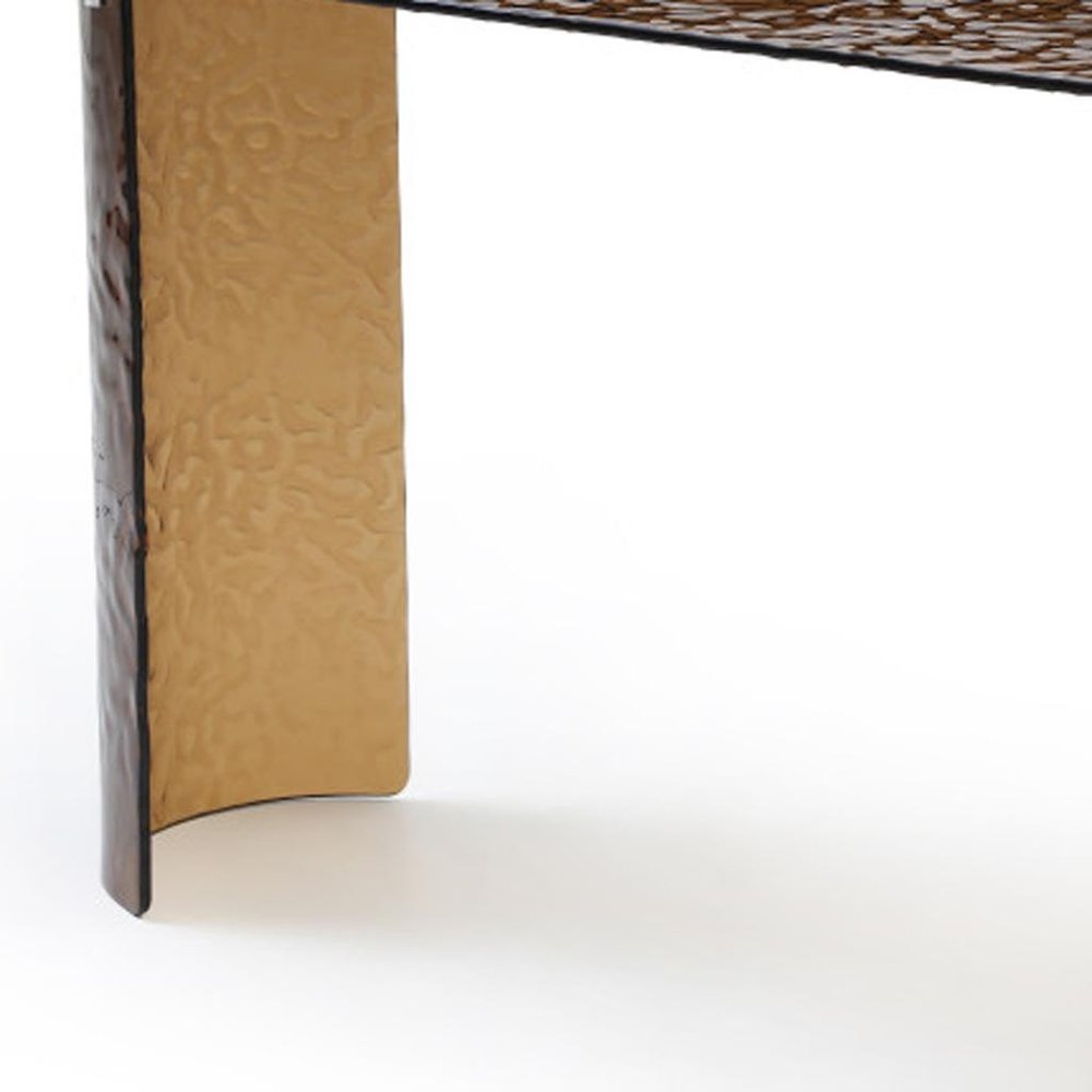63" Bronze Glass Double Pedestal Console Table HomeRoots
