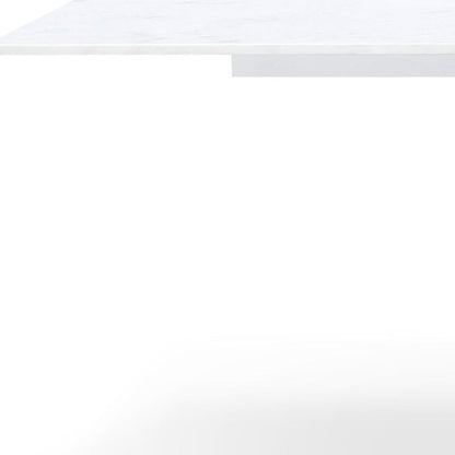 180" White and Gold Marble and Steel Double Pedestal Base Dining Table