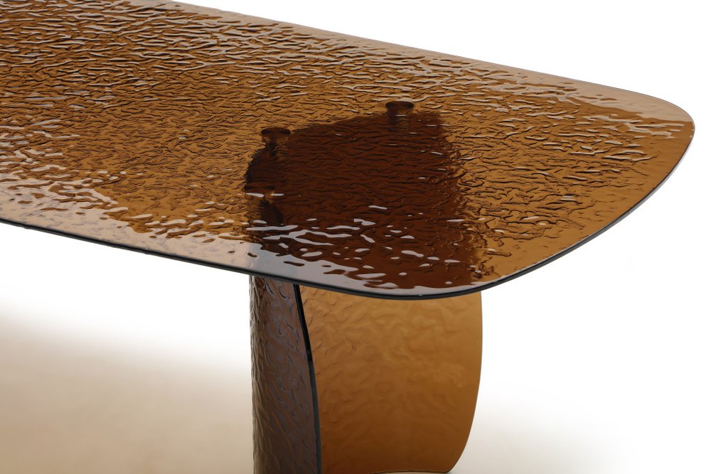 94" Bronze Glass Double Pedestal Base Dining Table — view 14