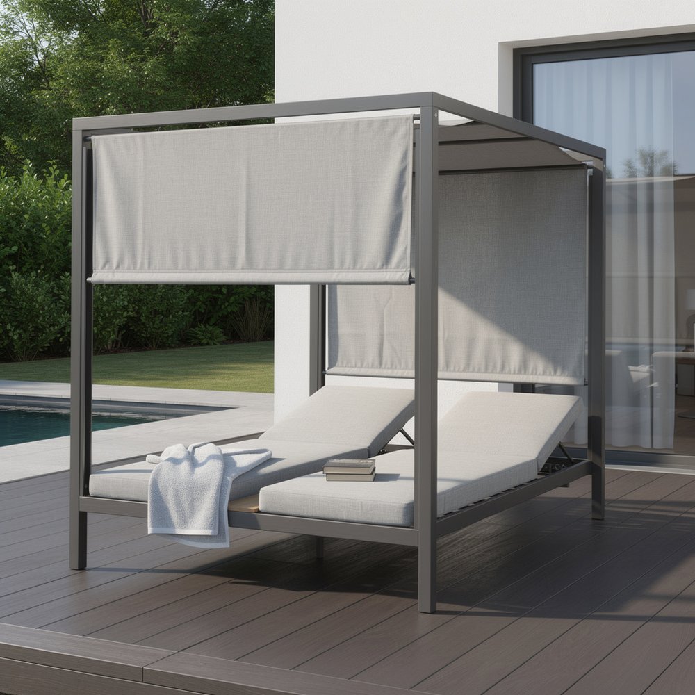 64" X 64" Gray Aluminum Gazebo — view 1