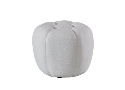 19" White Tufted Boucle Round Ottoman HomeRoots