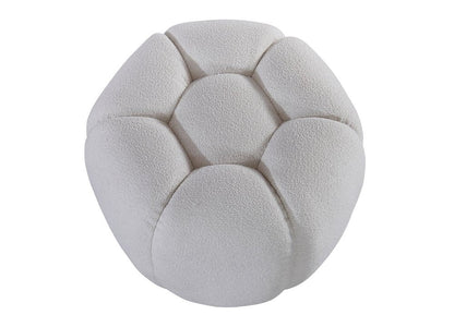 19" White Tufted Boucle Round Ottoman HomeRoots