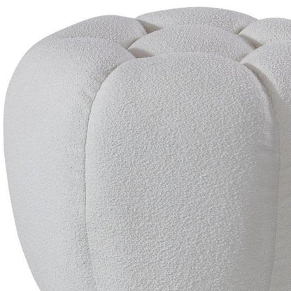 19" White Tufted Boucle Round Ottoman HomeRoots