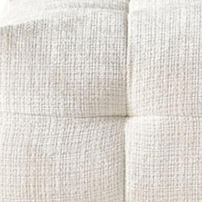 36" Beige and Black Chenille Tufted Pouf Ottoman HomeRoots