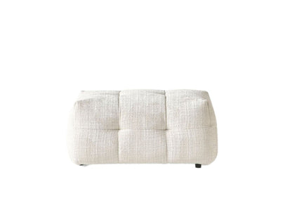 36" Beige and Black Chenille Tufted Pouf Ottoman HomeRoots