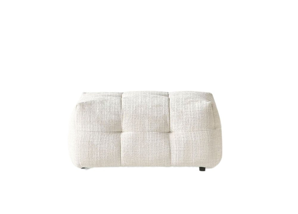 36" Beige and Black Chenille Tufted Pouf Ottoman HomeRoots