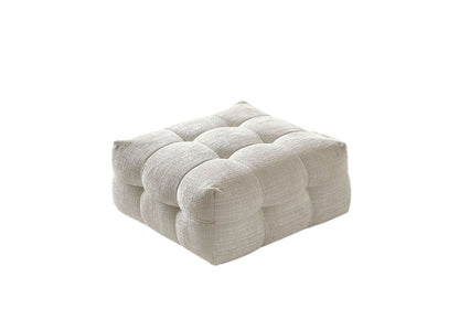 36" Beige and Black Chenille Tufted Pouf Ottoman HomeRoots