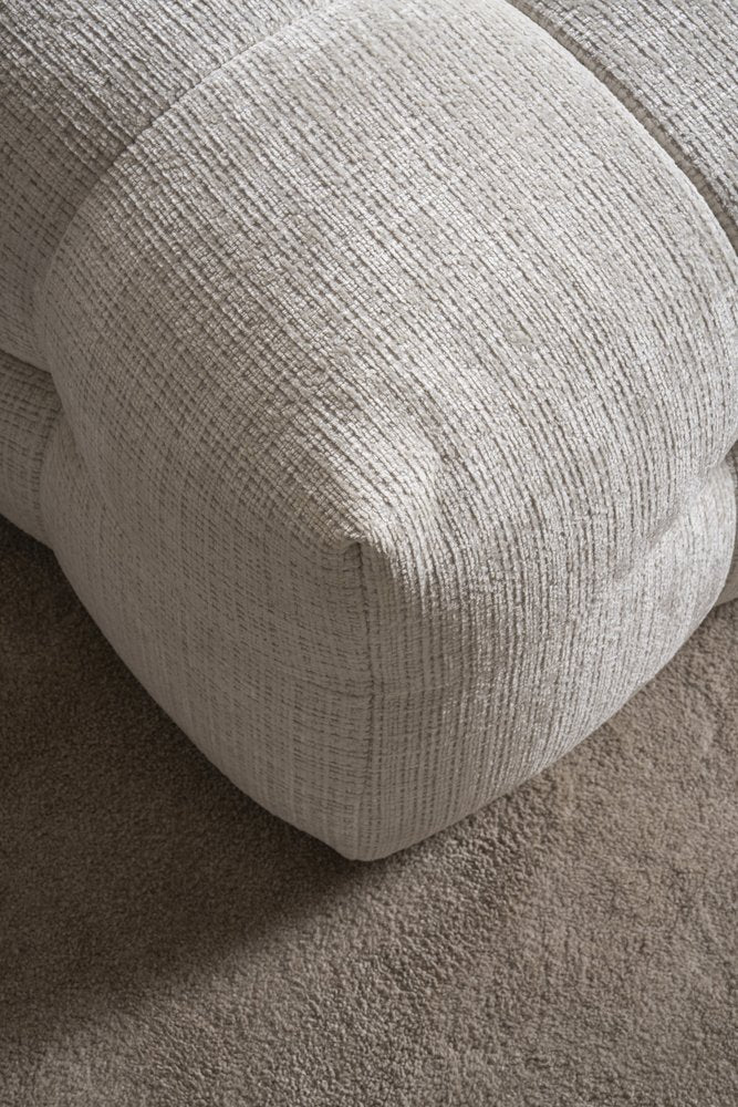 36" Beige and Black Chenille Tufted Pouf Ottoman HomeRoots