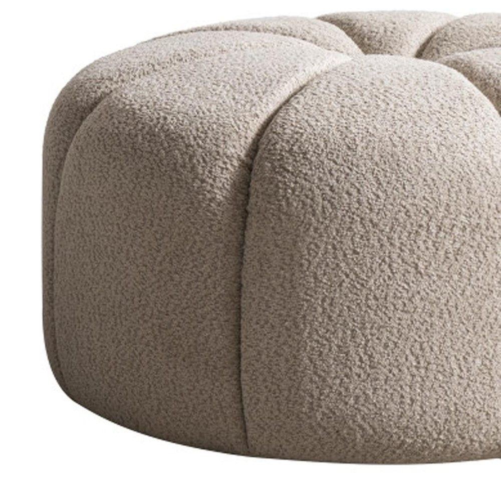 32" Taupe Tufted Boucle Tufted Round Ottoman — view 5