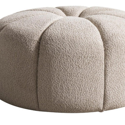 32" Taupe Tufted Boucle Tufted Round Ottoman HomeRoots