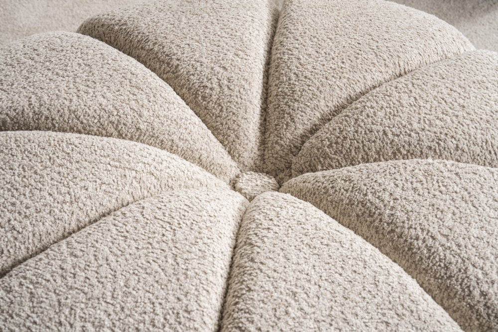 32" Taupe Tufted Boucle Tufted Round Ottoman HomeRoots