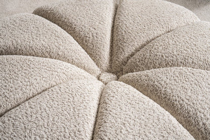 32" Taupe Tufted Boucle Tufted Round Ottoman HomeRoots