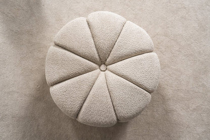 32" Taupe Tufted Boucle Tufted Round Ottoman HomeRoots