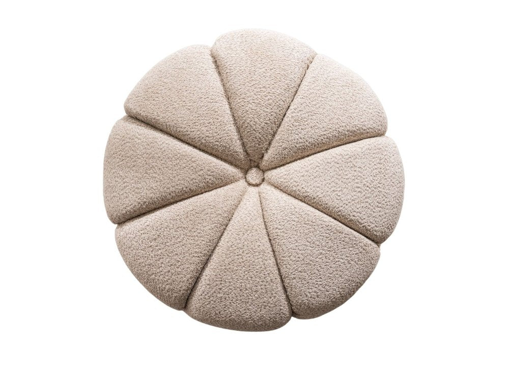 32" Taupe Tufted Boucle Tufted Round Ottoman HomeRoots