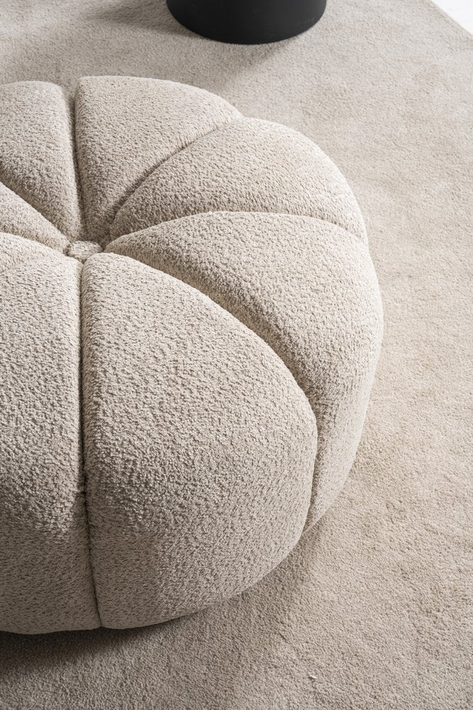 32" Taupe Tufted Boucle Tufted Round Ottoman — view 7