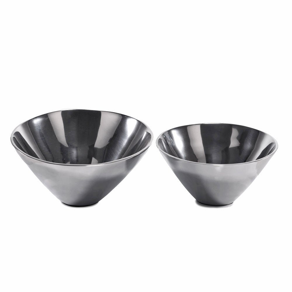 Set of Two Silver Aluminum Round Centerpiece Bowls — view 1