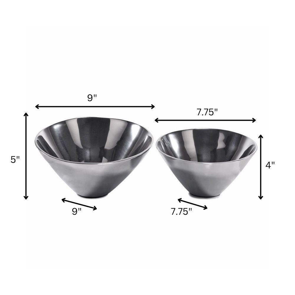 Set of Two Silver Aluminum Round Centerpiece Bowls — view 2