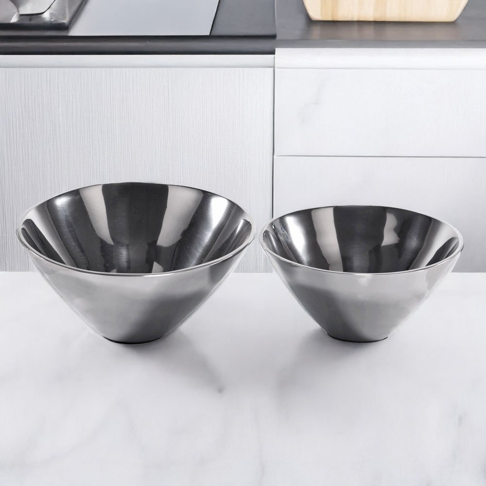 Set of Two Silver Aluminum Round Centerpiece Bowls — view 3
