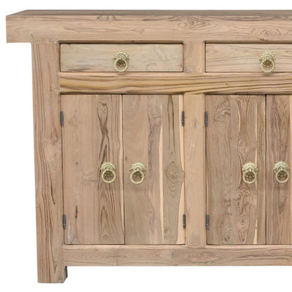 72" Natural Solid Wood Three Drawer Sideboard With Six Doors HomeRoots