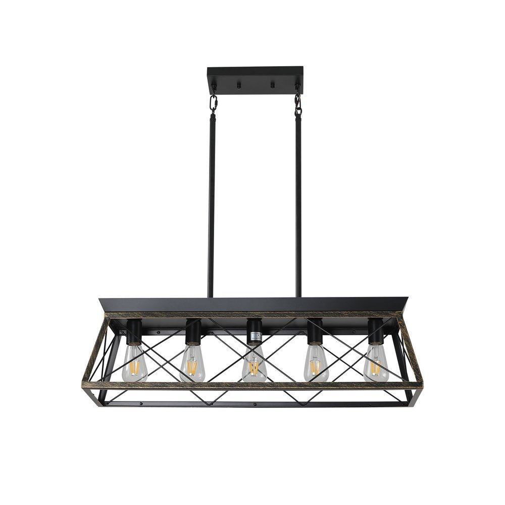 Black Metal Five Light Geometric And Kitchen Island Ceiling Light HomeRoots