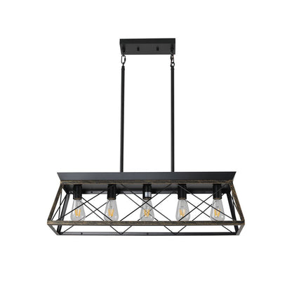 Black Metal Five Light Geometric And Kitchen Island Ceiling Light HomeRoots
