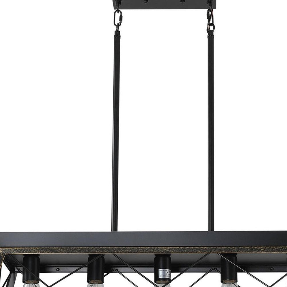 Black Metal Five Light Geometric And Kitchen Island Ceiling Light HomeRoots