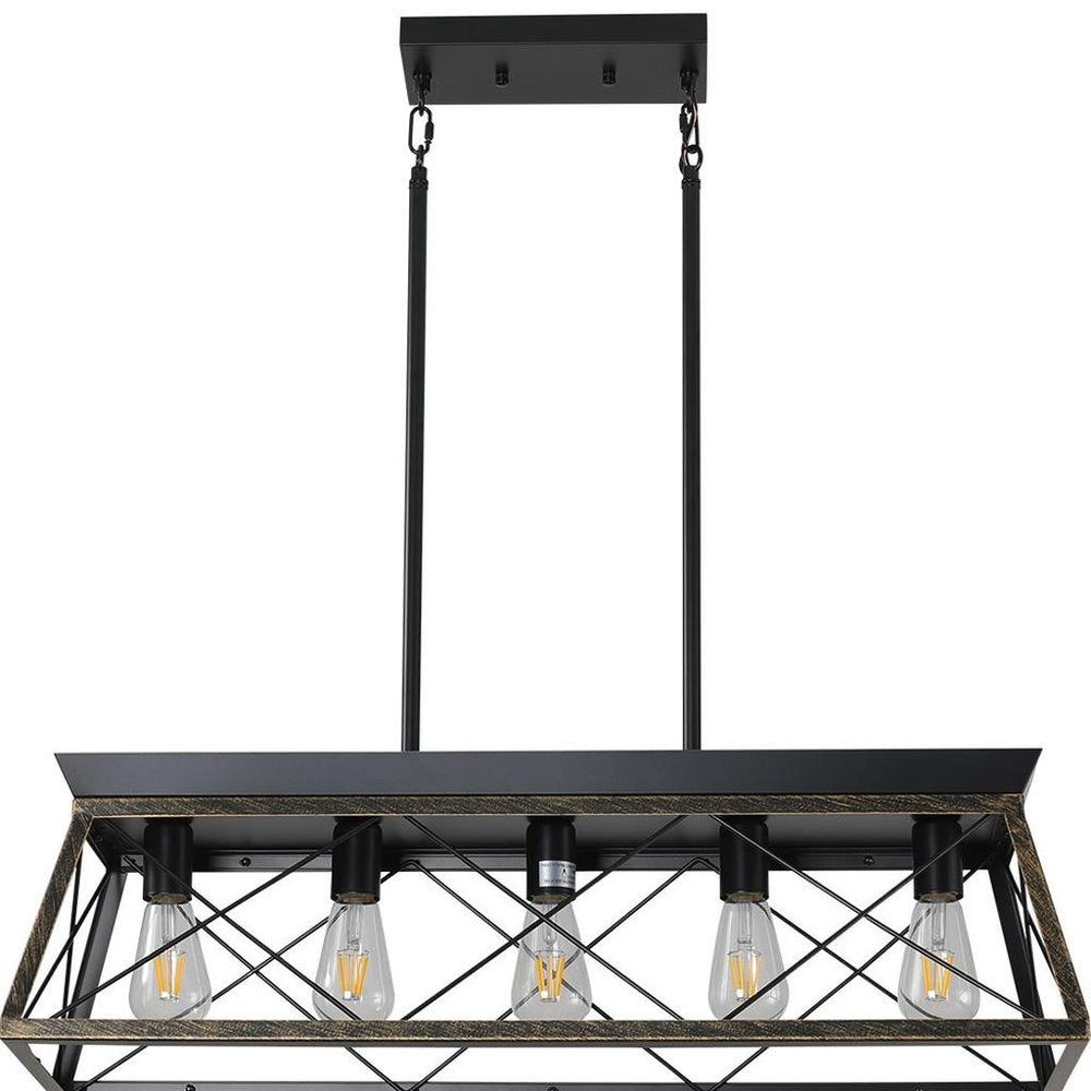 Black Metal Five Light Geometric And Kitchen Island Ceiling Light HomeRoots