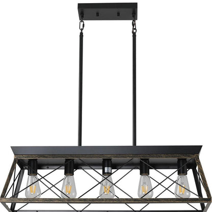 Black Metal Five Light Geometric And Kitchen Island Ceiling Light HomeRoots
