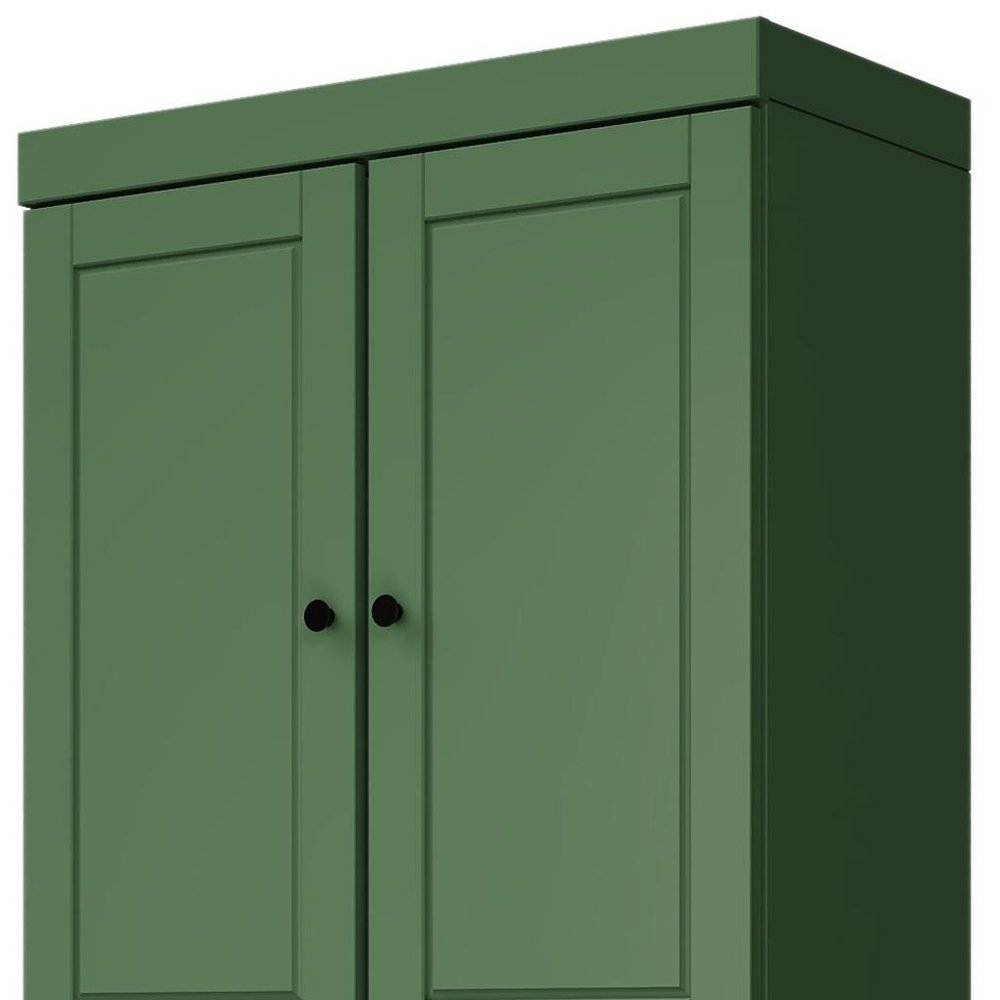 72" Green Solid Wood Four Door Two Drawer Pantry Or Storage Closet — view 2