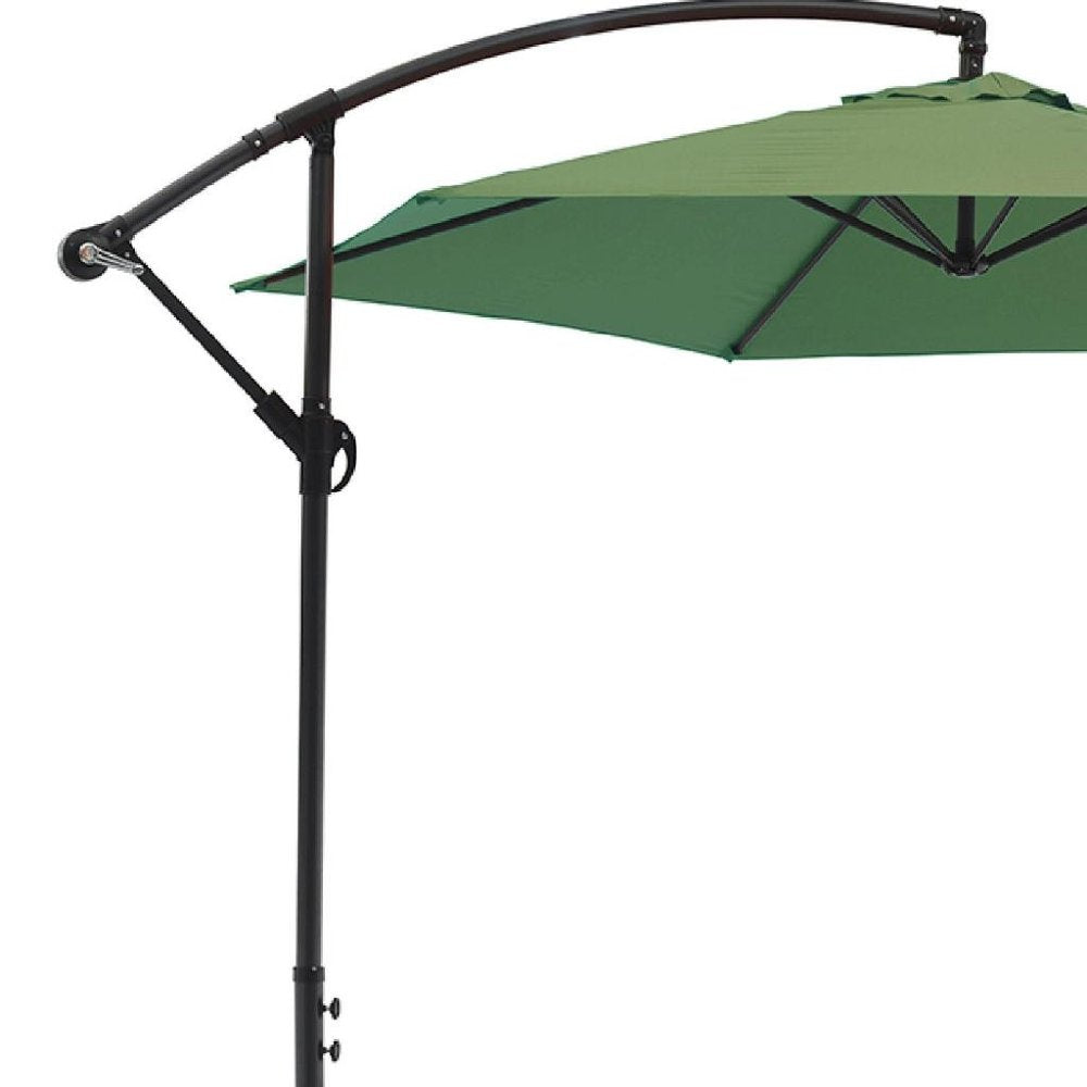 9.5' Green Polyester Hexagonal Cantilever Patio Umbrella with Stand — view 4