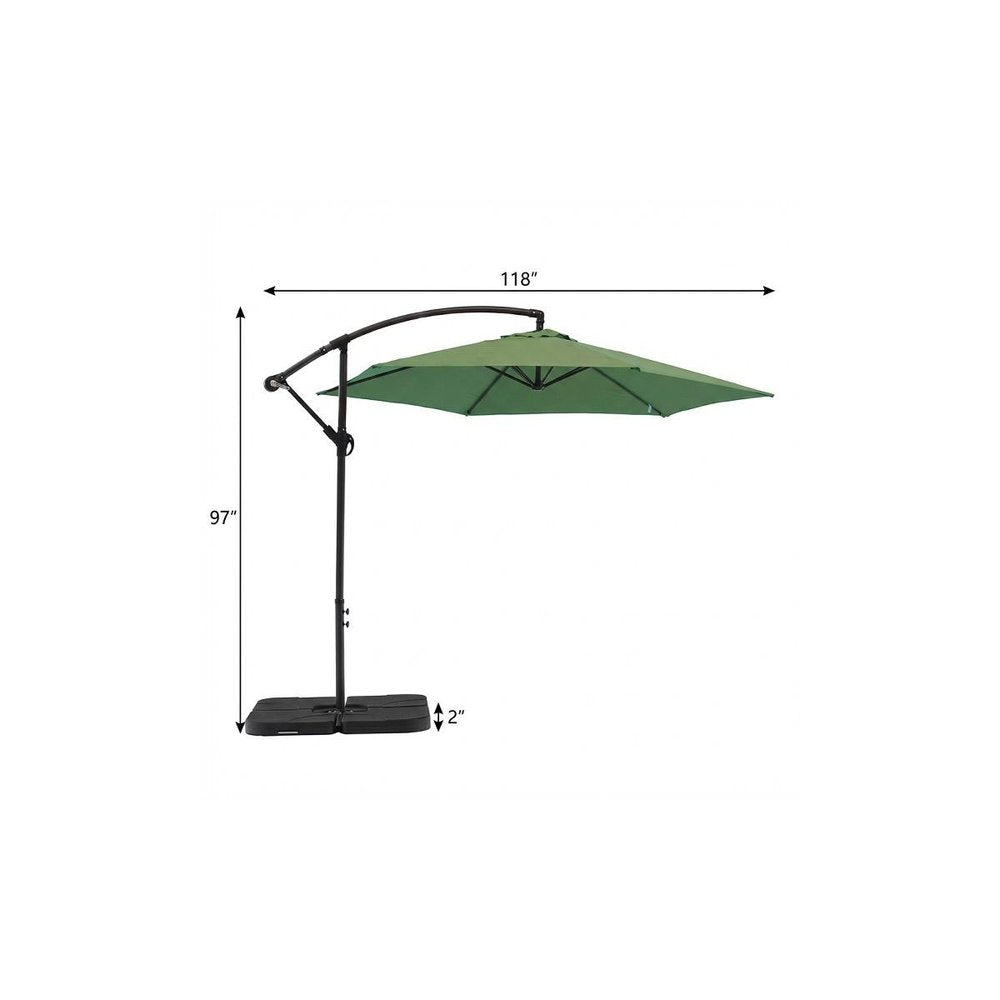 9.5' Green Polyester Hexagonal Cantilever Patio Umbrella with Stand — view 7