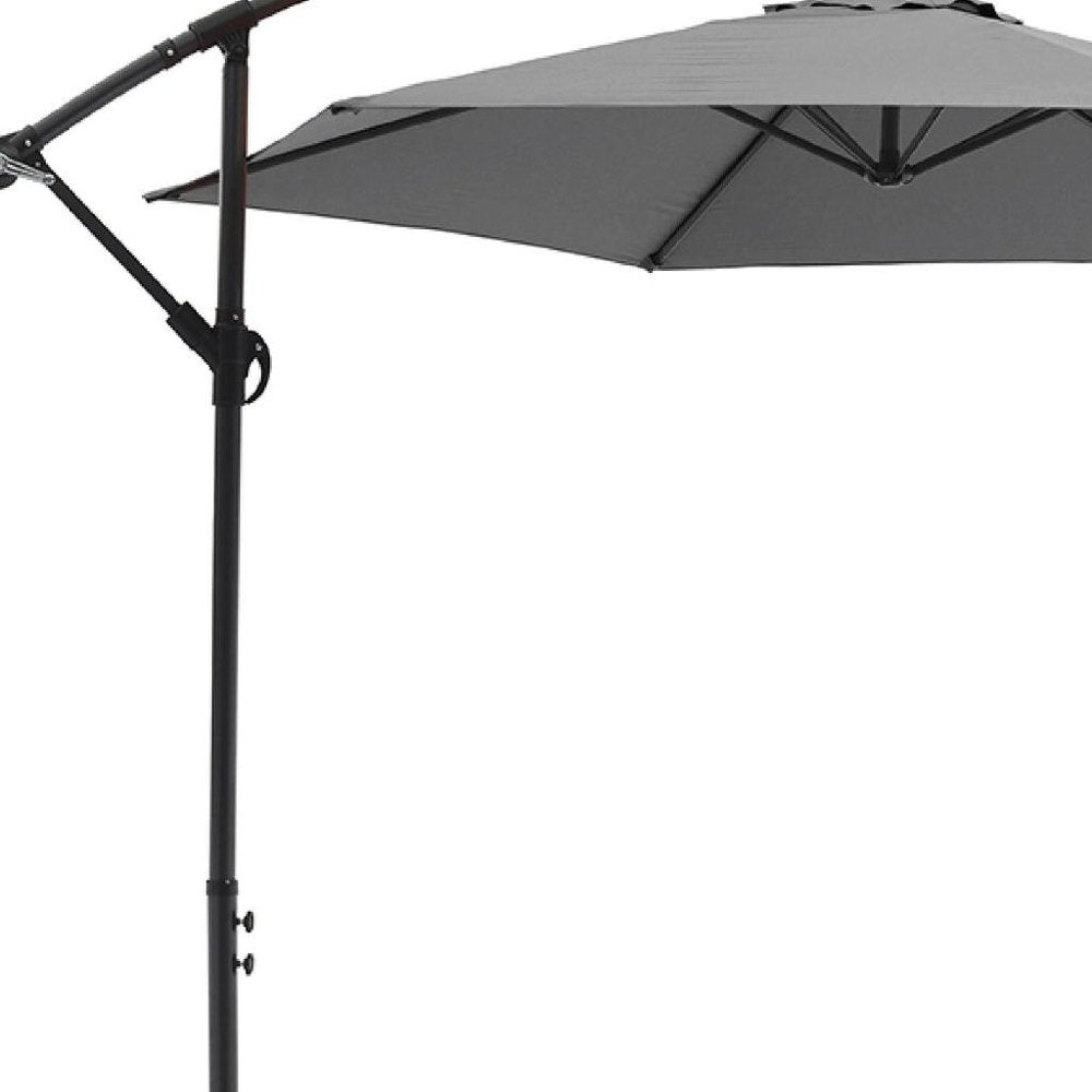 9.5' Gray Polyester Hexagonal Cantilever Patio Umbrella with Stand — view 4