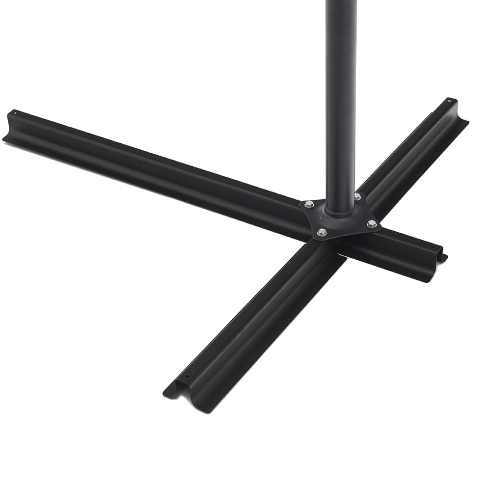 9.5' Gray Polyester Hexagonal Cantilever Patio Umbrella with Stand — view 3