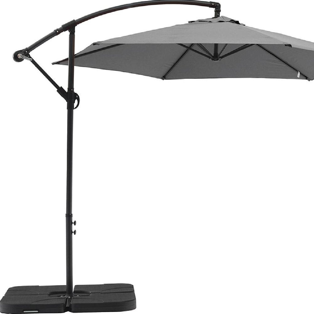 9.5' Gray Polyester Hexagonal Cantilever Patio Umbrella with Stand — view 5