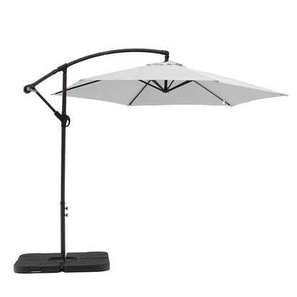 9.5' White Polyester Hexagonal Cantilever Patio Umbrella with Stand