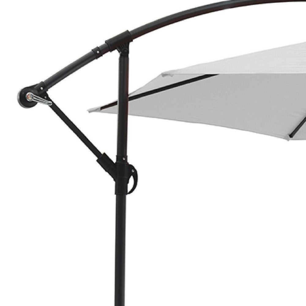 9.5' White Polyester Hexagonal Cantilever Patio Umbrella with Stand — view 6