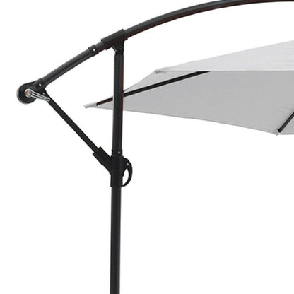 9.5' White Polyester Hexagonal Cantilever Patio Umbrella with Stand