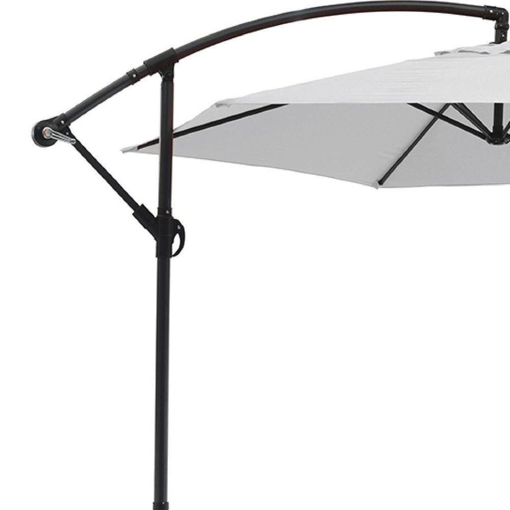 9.5' White Polyester Hexagonal Cantilever Patio Umbrella with Stand — view 7