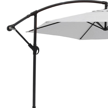 9.5' White Polyester Hexagonal Cantilever Patio Umbrella with Stand