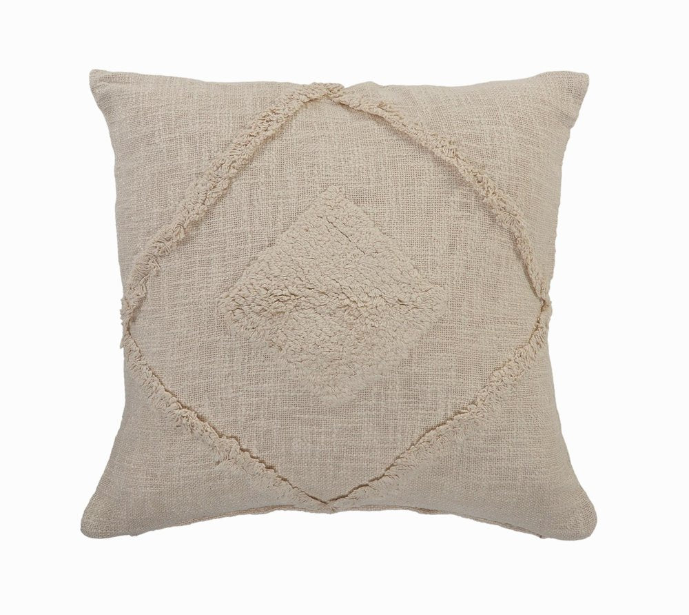 20" Beige And Brown Diamond Cotton Throw Pillow Cover with Texture — view 1