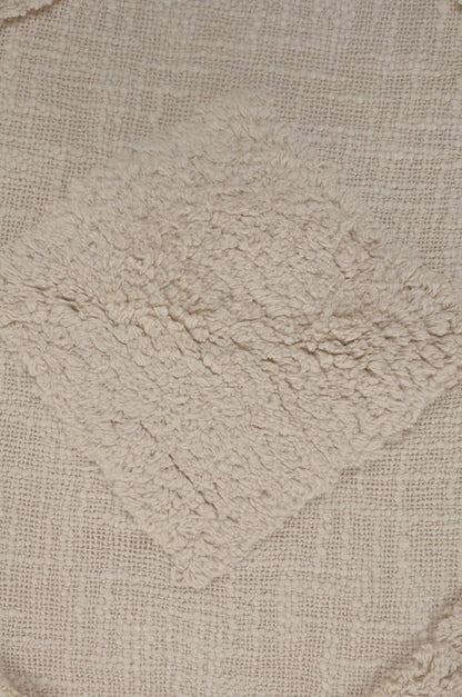 20" Beige And Brown Diamond Cotton Throw Pillow Cover with Texture