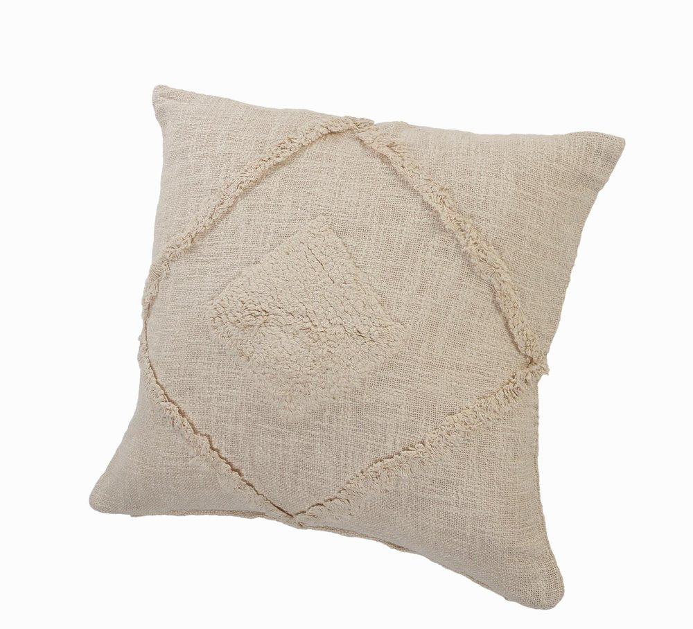 20" Beige And Brown Diamond Cotton Throw Pillow Cover with Texture — view 4