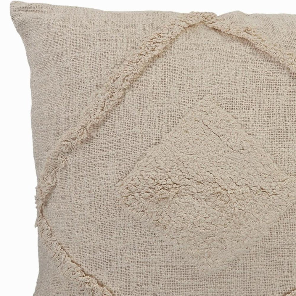 20" Beige And Brown Diamond Cotton Throw Pillow Cover with Texture — view 7