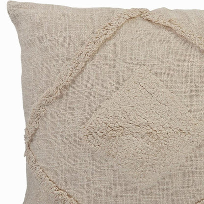 20" Beige And Brown Diamond Cotton Throw Pillow Cover with Texture