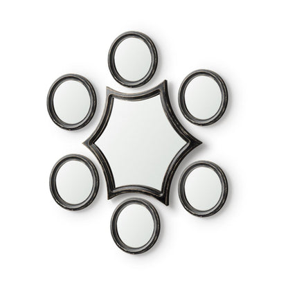 Set of Seven Black Wood Geometric Framed Accent Mirrors HomeRoots