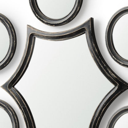Set of Seven Black Wood Geometric Framed Accent Mirrors HomeRoots