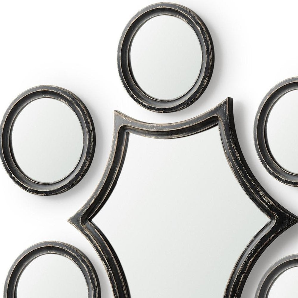 Set of Seven Black Wood Geometric Framed Accent Mirrors HomeRoots
