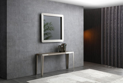 43" X 43" Gray And Silver Stainless Steel Square Framed Accent Mirror HomeRoots