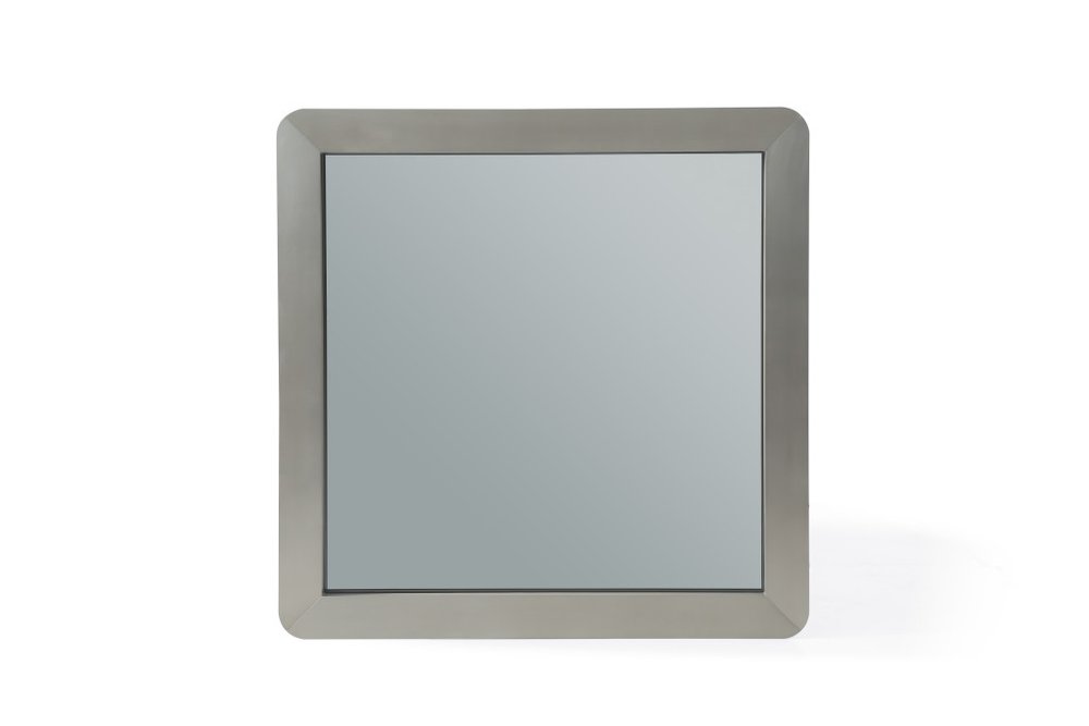 43" X 43" Gray And Silver Stainless Steel Square Framed Accent Mirror HomeRoots